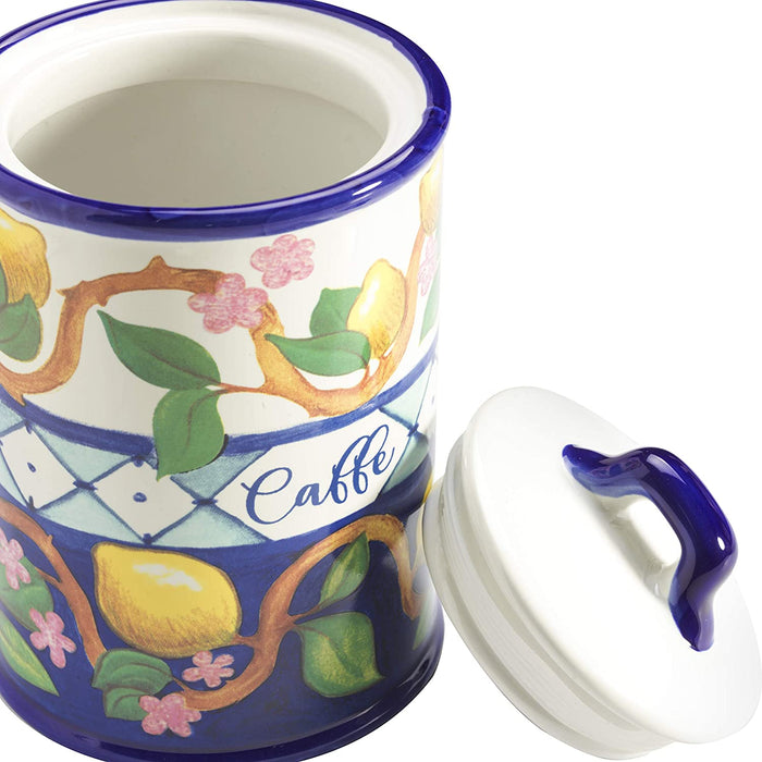 Amalfi Lemons Line Ceramic Stoneware Kitchen Jar Coffee - Stella Italiana