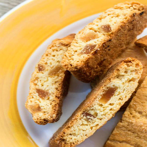 Crumbly Cantucci Toscani with soft cubes of  lemon of Amalfi Coast -
